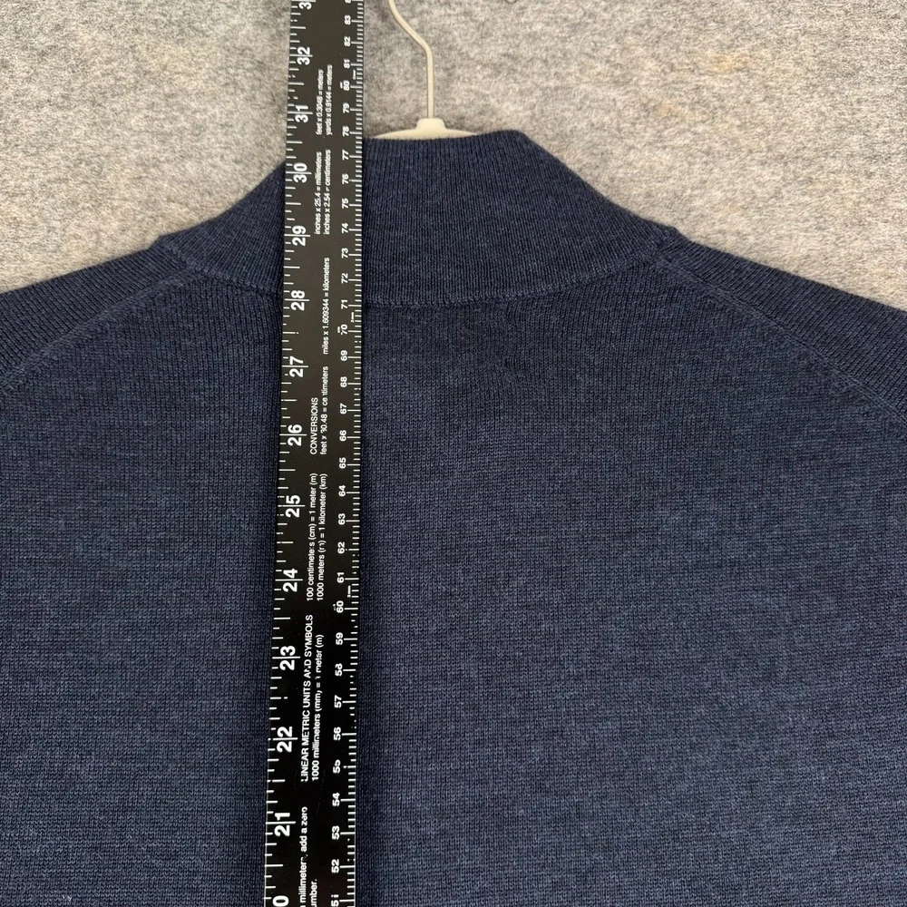 Banana Repubic Italian Merino Extra Fine Wool 1/2 Zip Sweater Blue Mens XL